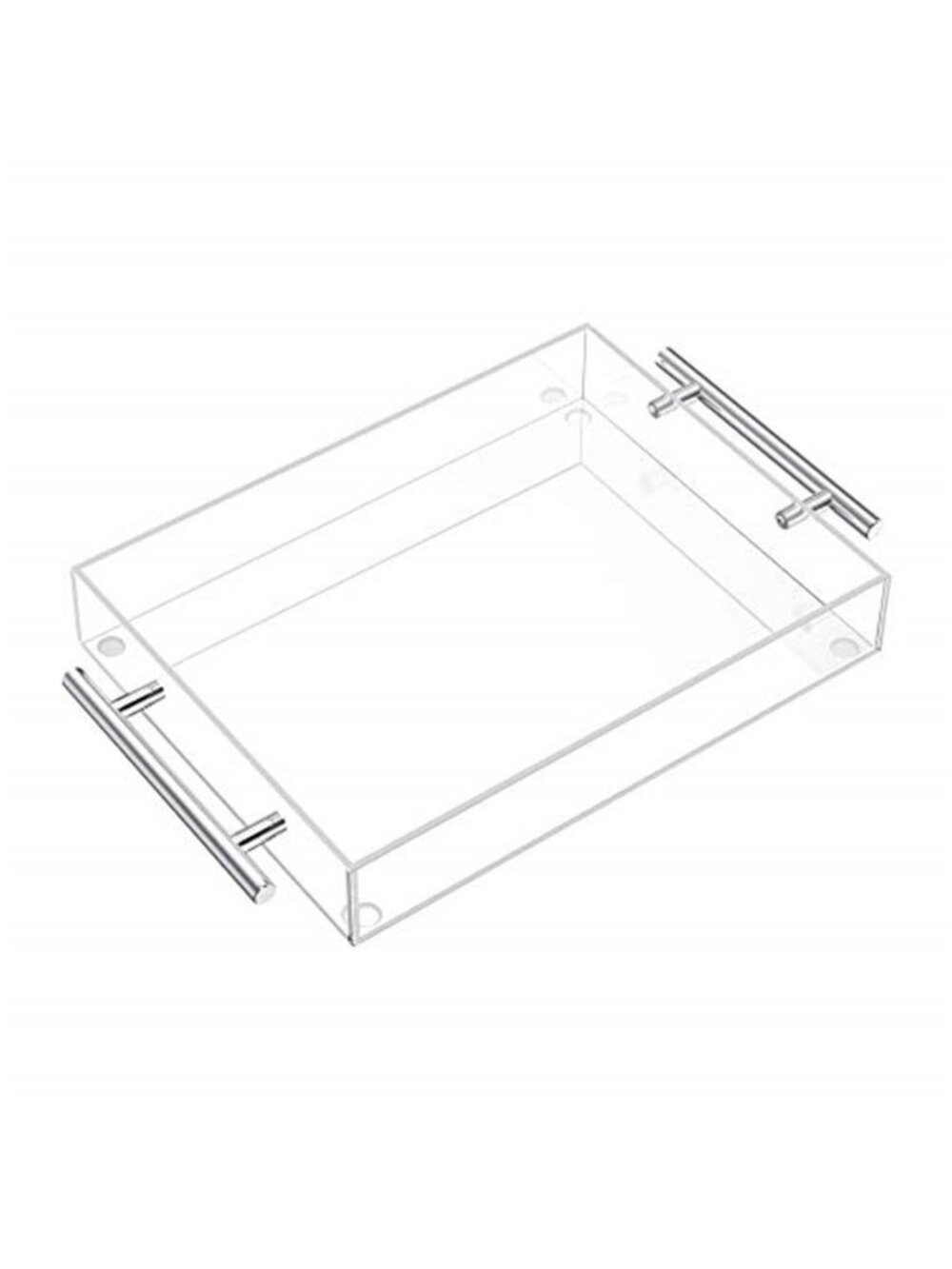 Clear Acrylic Serving Tray With Metal Handles Coffee Table Vanity Organizer Tray